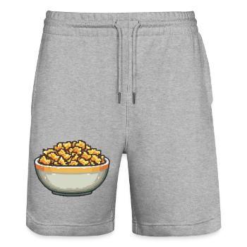 Popcorn-Schale Pixelkunst - Stanley/Stella Unisex Bio Joggingshorts Trainer  - Grau meliert - Vorne - Nik (191cm) & Marisol (170cm)