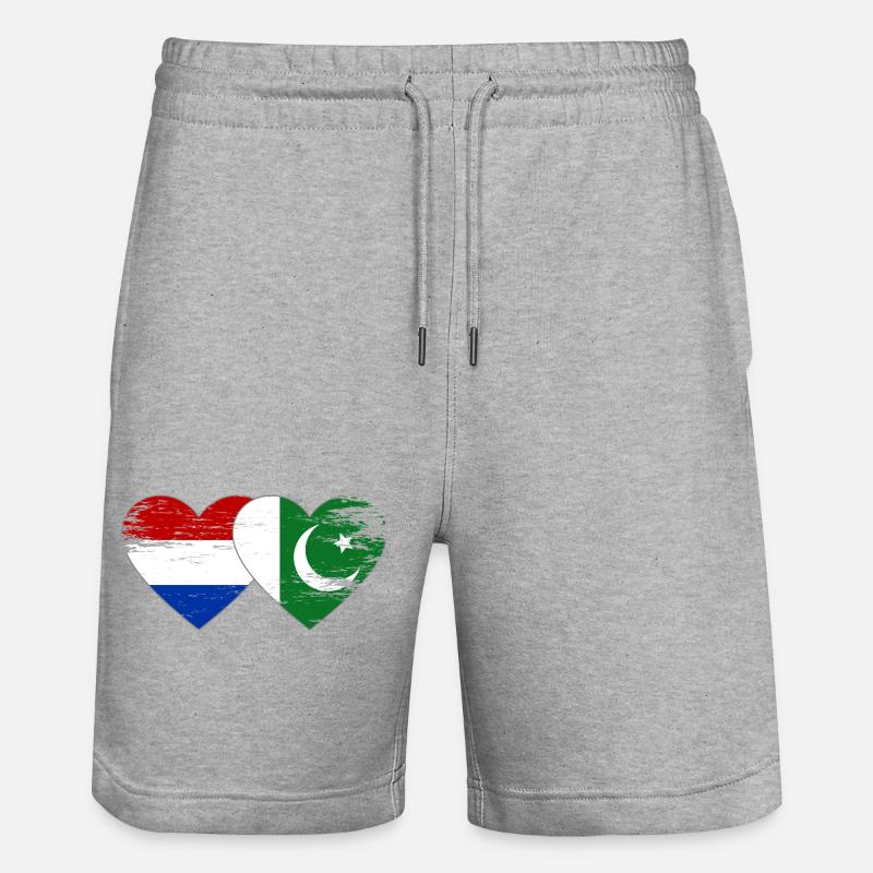 Hollande Pakistan drapeau coeur utilisé - Short de jogging bio TRAINER Stanley/Stella unisexe - gris chiné