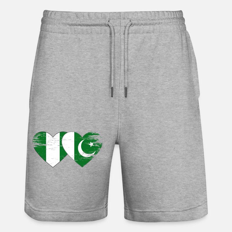 Nigeria Pakistan Drapeau Coeur - Short de jogging bio TRAINER Stanley/Stella unisexe - gris chiné