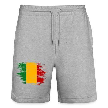 Drapeau du Mali utilisé - Short de jogging bio TRAINER Stanley/Stella unisexe - gris chiné - Devant - Nik (191cm) & Marisol (170cm)