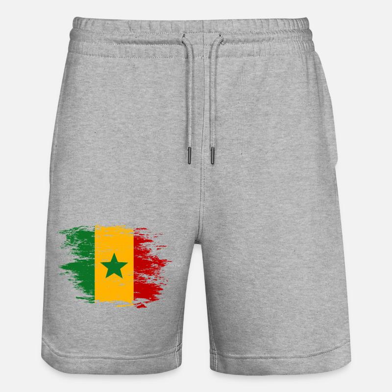Drapeau du Sénégal Brush Optics - Short de jogging bio TRAINER Stanley/Stella unisexe - gris chiné