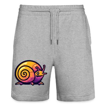 Schnecke Halloween Comic Lustig - Stanley/Stella Unisex Bio Joggingshorts Trainer  - Grau meliert - Vorne - Nik (191cm) & Marisol (170cm)