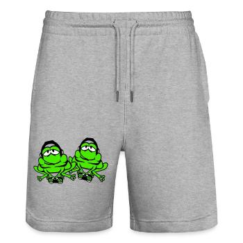2 Frösche Gamer Nerd zocken Controller Spiel Team - Stanley/Stella Unisex Bio Joggingshorts Trainer  - Grau meliert - Vorne - Nik (191cm) & Marisol (170cm)
