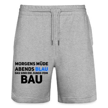 Morgens müde – Abends blau, Jungs vom Bau - Stanley/Stella Unisex Bio Joggingshorts Trainer  - Grau meliert - Vorne - Nik (191cm) & Marisol (170cm)