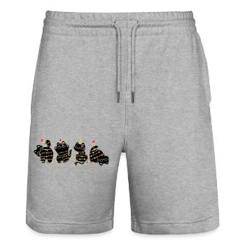 cat in christmas - Stanley/Stella Trainer Unisex Organic Jogging Shorts - heather grey - Front - Nik (191cm) & Marisol (170cm)