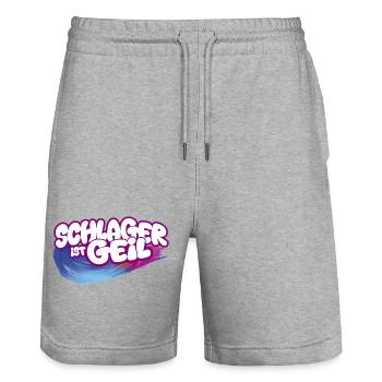 Schlager ist geil Neon Pinsel Pink Schlagermusik - Stanley/Stella Unisex Bio Joggingshorts Trainer  - Grau meliert - Vorne - Nik (191cm) & Marisol (170cm)