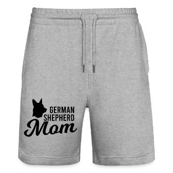 German Shepherd Mama - Stanley/Stella Trainer Unisex Organic Jogging Shorts - heather grey - Front - Nik (191cm) & Marisol (170cm)