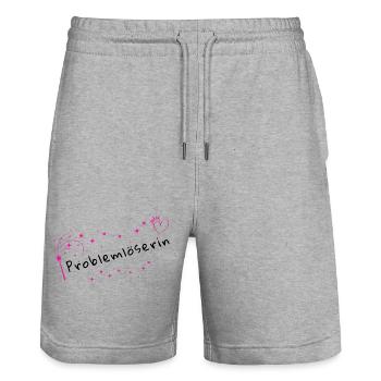 Zauberfunken Rosa Stardust - Stanley/Stella Unisex Bio Joggingshorts Trainer  - Grau meliert - Vorne - Nik (191cm) & Marisol (170cm)