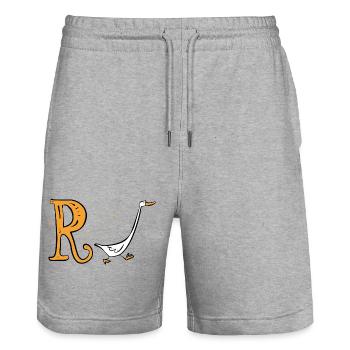 Pension Duck - Retirement - Pension - Stanley/Stella Trainer Unisex Organic Jogging Shorts - heather grey - Front - Nik (191cm) & Marisol (170cm)