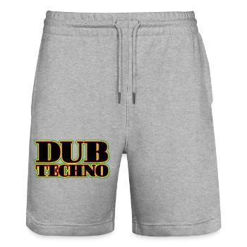 Dub Techno Neon Retro - Stanley/Stella Unisex Bio Joggingshorts Trainer  - Grau meliert - Vorne - Nik (191cm) & Marisol (170cm)
