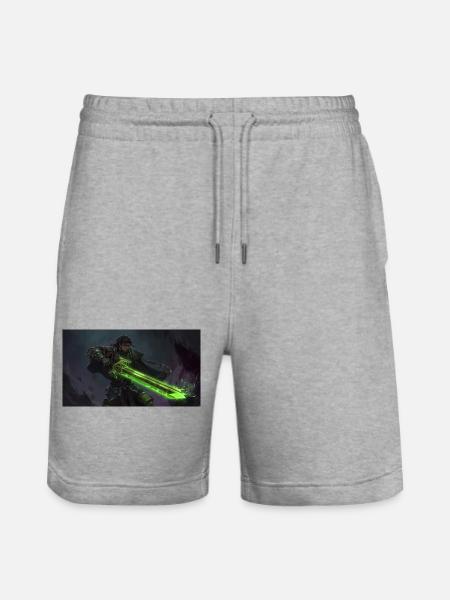 Warrior with Green Lightsaber - Stanley/Stella Trainer Unisex Organic Jogging Shorts - heather grey