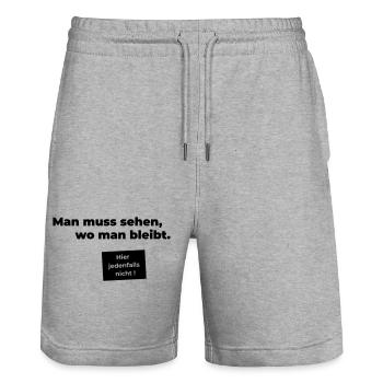 sehen wo man bleibt - Stanley/Stella Unisex Bio Joggingshorts Trainer  - Grau meliert - Vorne - Nik (191cm) & Marisol (170cm)