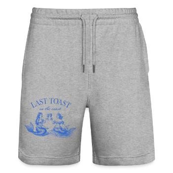 Letzter Toast an der Küste - Junggesellinnen-Spruch - Stanley/Stella Unisex Bio Joggingshorts Trainer  - Grau meliert - Vorne - Nik (191cm) & Marisol (170cm)