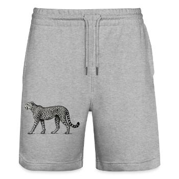 Black and White Leopard Pattern - Stanley/Stella Trainer Unisex Organic Jogging Shorts - heather grey - Front - Nik (191cm) & Marisol (170cm)