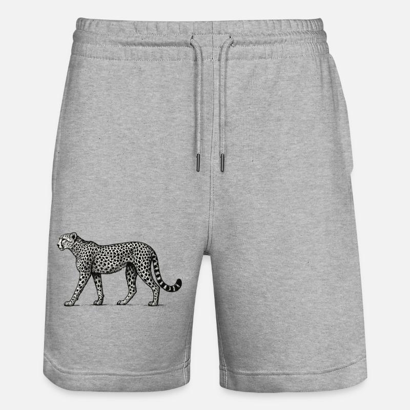 Schwarzweiß Leopard Muster - Stanley/Stella Unisex Bio Joggingshorts Trainer  - Grau meliert