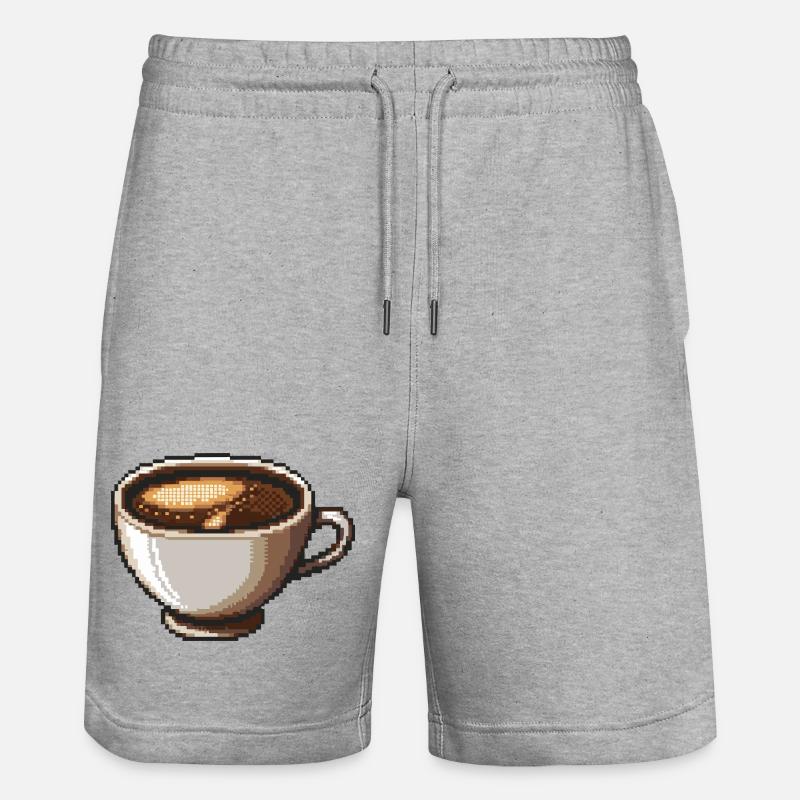 PixelKaffee Kaffeetasse Kunst - Stanley/Stella Unisex Bio Joggingshorts Trainer  - Grau meliert