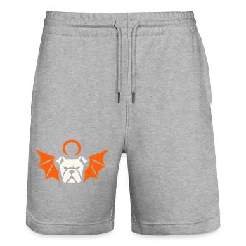 Orange halo winged bulldog - Stanley/Stella Trainer Unisex Organic Jogging Shorts - heather grey - Front - Nik (191cm) & Marisol (170cm)