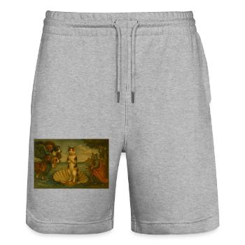 Cats on Shell Stage in Painting Style - Stanley/Stella Trainer Unisex Organic Jogging Shorts - heather grey - Front - Nik (191cm) & Marisol (170cm)