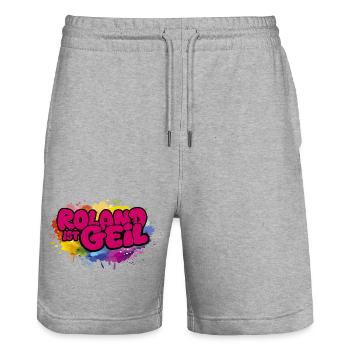 Roland Geil Farbexplosion Schlagersänger Concert - Stanley/Stella Trainer Unisex Organic Jogging Shorts - heather grey - Front - Nik (191cm) & Marisol (170cm)