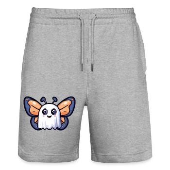 Butterfly Halloween Ghost - Stanley/Stella Trainer Unisex Organic Jogging Shorts - heather grey - Front - Nik (191cm) & Marisol (170cm)