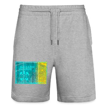 Balearic Islands Neon Style - Stanley/Stella Trainer Unisex Organic Jogging Shorts - heather grey - Front - Nik (191cm) & Marisol (170cm)