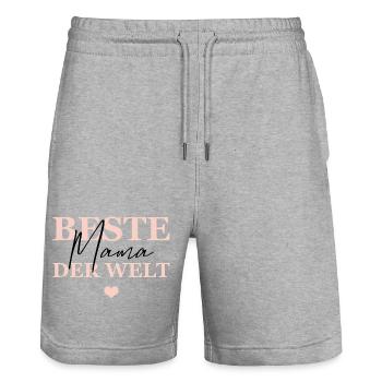 Beste Mama Der Welt - Stanley/Stella Unisex Bio Joggingshorts Trainer  - Grau meliert - Vorne - Nik (191cm) & Marisol (170cm)