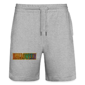 Halloween Regenbogen Schriftzug - Stanley/Stella Unisex Bio Joggingshorts Trainer  - Grau meliert - Vorne - Nik (191cm) & Marisol (170cm)