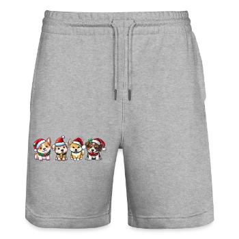 Hunde-Weihnachten - Stanley/Stella Unisex Bio Joggingshorts Trainer  - Grau meliert - Vorne - Nik (191cm) & Marisol (170cm)