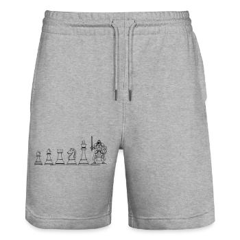 Spielfigur Brettspiel Evolution: Lustiges Design - Stanley/Stella Unisex Bio Joggingshorts Trainer  - Grau meliert - Vorne - Nik (191cm) & Marisol (170cm)