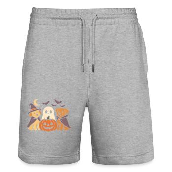 Kürbis Halloween Hunde - Stanley/Stella Unisex Bio Joggingshorts Trainer  - Grau meliert - Vorne - Nik (191cm) & Marisol (170cm)