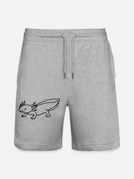 Axolotl Line Drawing | Minimalist amphibian - Stanley/Stella Trainer Unisex Organic Jogging Shorts - heather grey