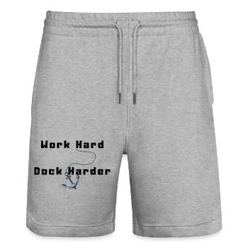Hart arbeiten Härter andocken - Stanley/Stella Unisex Bio Joggingshorts Trainer  - Grau meliert - Vorne - Nik (191cm) & Marisol (170cm)