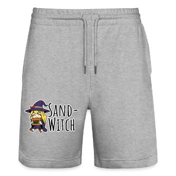 Sand-Witch, the little witch eats a sandwich - Stanley/Stella Trainer Unisex Organic Jogging Shorts - heather grey - Front - Nik (191cm) & Marisol (170cm)