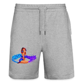 Music_is_My_Life - Short de jogging bio TRAINER Stanley/Stella unisexe - gris chiné - Devant - Nik (191cm) & Marisol (170cm)