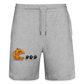 Pumpkin Stalks Halloween Ghosts - Stanley/Stella Trainer Unisex Organic Jogging Shorts - heather grey - Front - Nik (191cm) & Marisol (170cm)