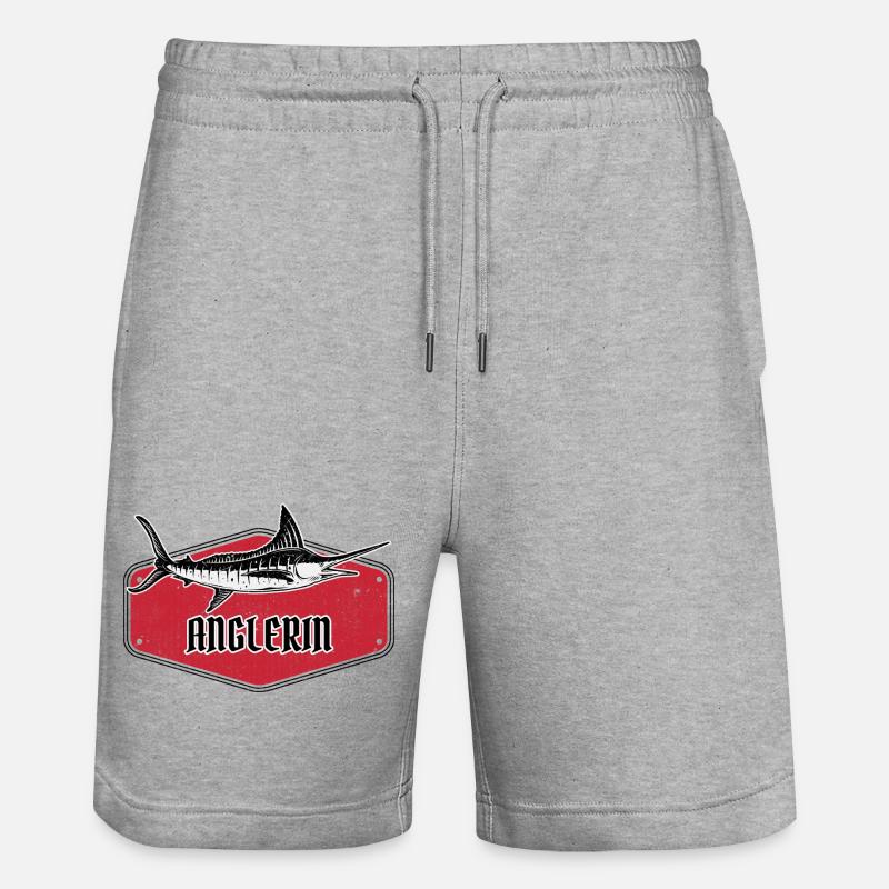 Fisherman Fish USA Design Rouge - Short de jogging bio TRAINER Stanley/Stella unisexe - gris chiné