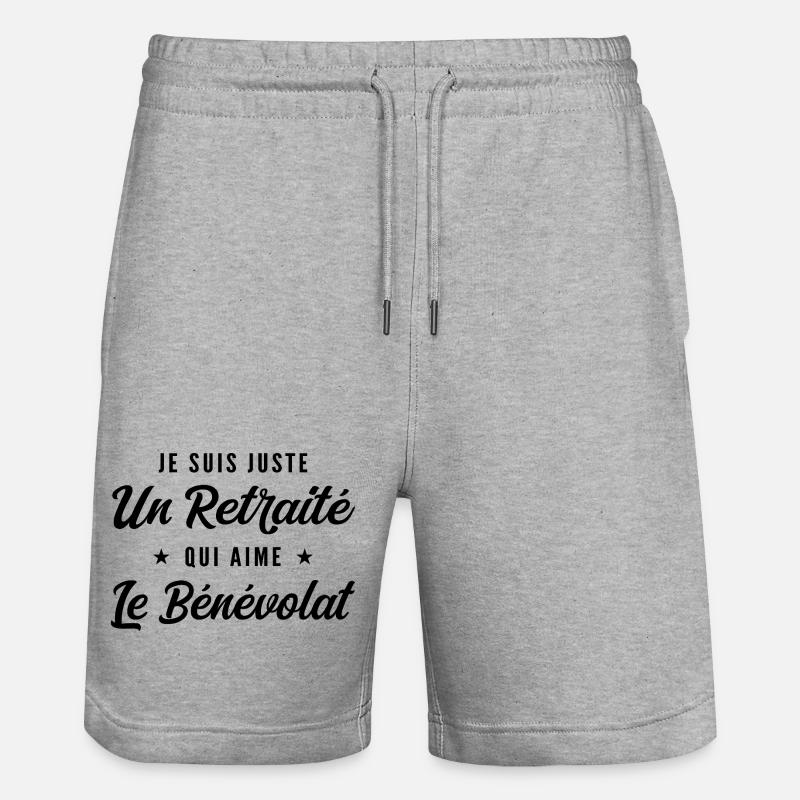 Retraité Bénévole Humour Cadeau Retraite - Short de jogging bio TRAINER Stanley/Stella unisexe - gris chiné