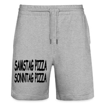 Pizza - Stanley/Stella Unisex Bio Joggingshorts Trainer  - Grau meliert - Vorne - Nik (191cm) & Marisol (170cm)