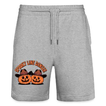 Haunted Halloween Pumpkin Dancer - Stanley/Stella Trainer Unisex Organic Jogging Shorts - heather grey - Front - Nik (191cm) & Marisol (170cm)