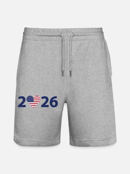 I love America 2026, Urlaub in USA 2026 - Stanley/Stella Trainer økologiske unisex joggingshorts - grå meleret