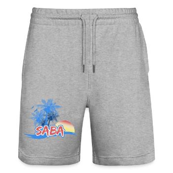 Saba als Strand - Stanley/Stella Unisex Bio Joggingshorts Trainer  - Grau meliert - Vorne - Nik (191cm) & Marisol (170cm)