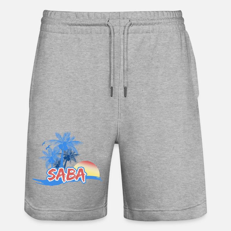 Saba as a beach - Stanley/Stella Trainer Unisex Organic Jogging Shorts - heather grey