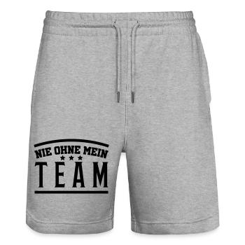 mein_team - Stanley/Stella Unisex Bio Joggingshorts Trainer  - Grau meliert - Vorne - Nik (191cm) & Marisol (170cm)