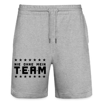 Mein Team - Stanley/Stella Unisex Bio Joggingshorts Trainer  - Grau meliert - Vorne - Nik (191cm) & Marisol (170cm)