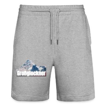 Großglockner - Design mit Schrift & Bergshilouette - Stanley/Stella Unisex Bio Joggingshorts Trainer  - Grau meliert - Vorne - Nik (191cm) & Marisol (170cm)