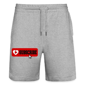 Fabulous YouTube Channel Subscribe Button Icon - Stanley/Stella Trainer Unisex Organic Jogging Shorts - heather grey - Front - Nik (191cm) & Marisol (170cm)