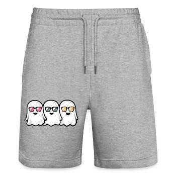 Ghosts Halloween - Stanley/Stella Trainer Unisex Organic Jogging Shorts - heather grey - Front - Nik (191cm) & Marisol (170cm)