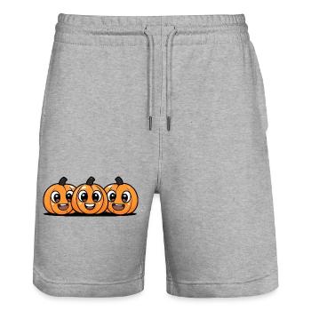 citrouille Halloween mignon bande dessinée - Short de jogging bio TRAINER Stanley/Stella unisexe - gris chiné - Devant - Nik (191cm) & Marisol (170cm)