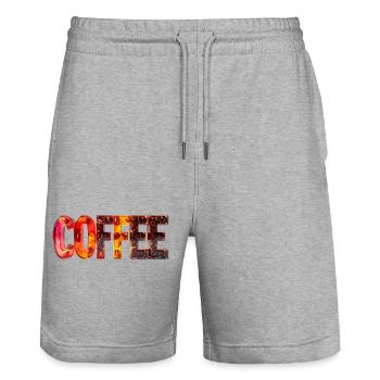COFFEE – Glasbuchstaben mit Kaffeebohnen - Stanley/Stella Unisex Bio Joggingshorts Trainer  - Grau meliert - Vorne - Nik (191cm) & Marisol (170cm)