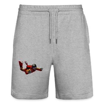 Roter Fallschirmspringer im Sprung - Stanley/Stella Unisex Bio Joggingshorts Trainer  - Grau meliert - Vorne - Nik (191cm) & Marisol (170cm)
